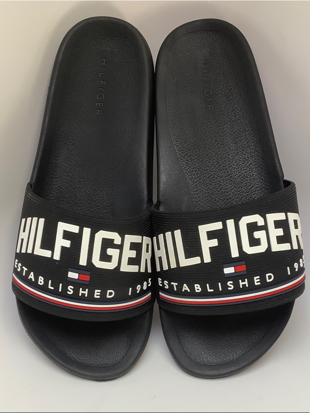 Tommy Hilfiger Men’s Eldon Pool Slide Sandals with Logo and Stripe Accents 10